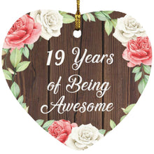 Load image into Gallery viewer, 19th Birthday 19 Years Of Being Awesome - Heart Ornament A