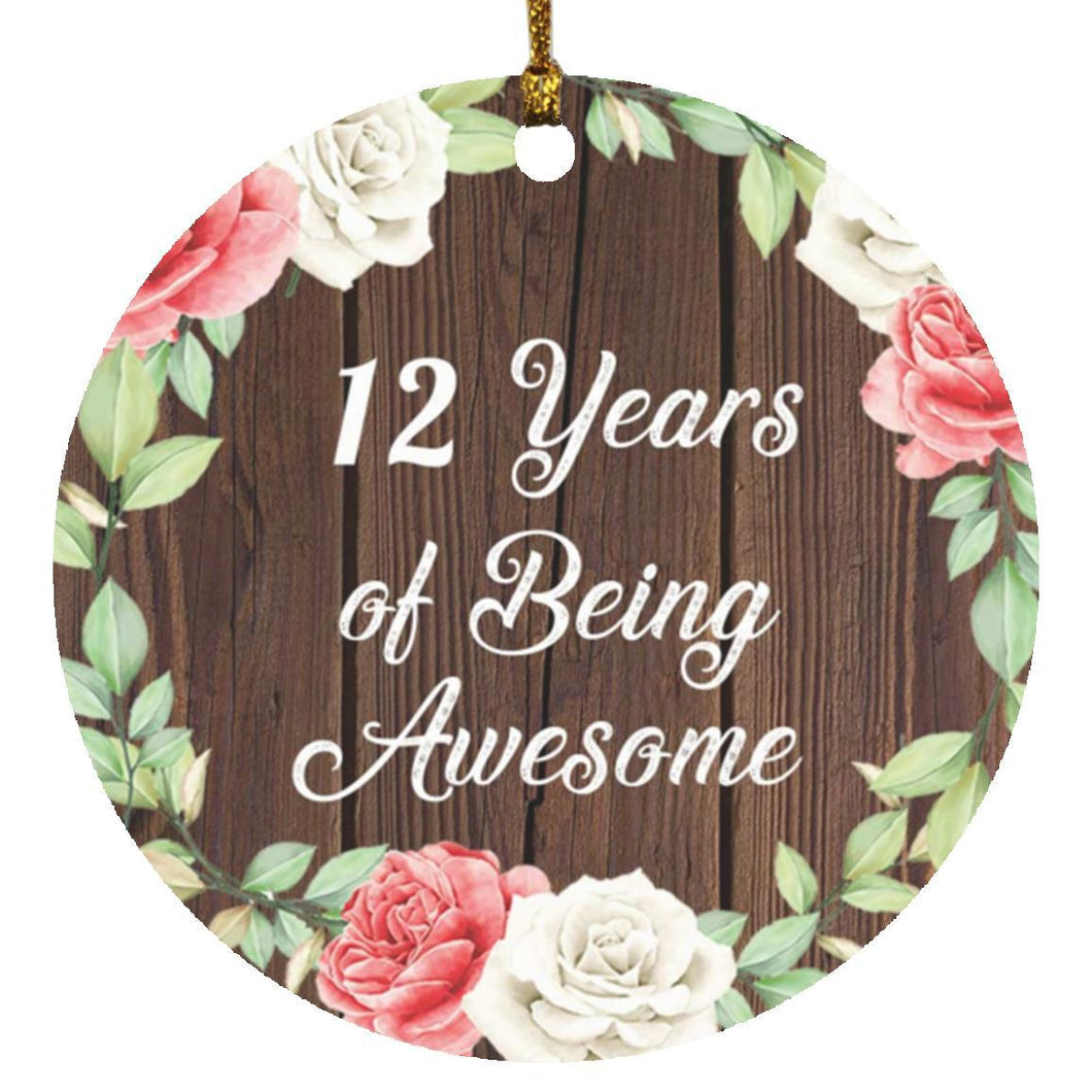 12th Birthday 12 Years Of Being Awesome - Circle Ornament A