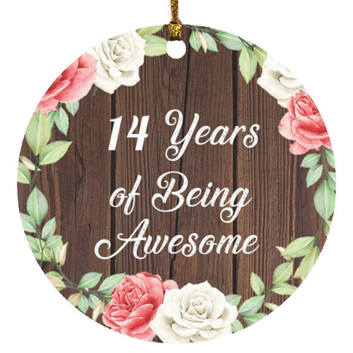 14th Birthday 14 Years Of Being Awesome - Circle Ornament A